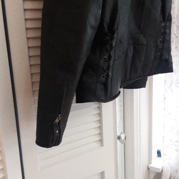 Black leather biker jacket - Picture 8 of 9